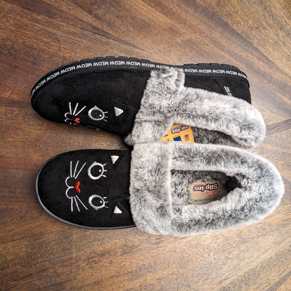 Skechers BOBS Women’s Cat Slippers size 9 Lined Slip-On Cozy House Shoes - Picture 4 of 9